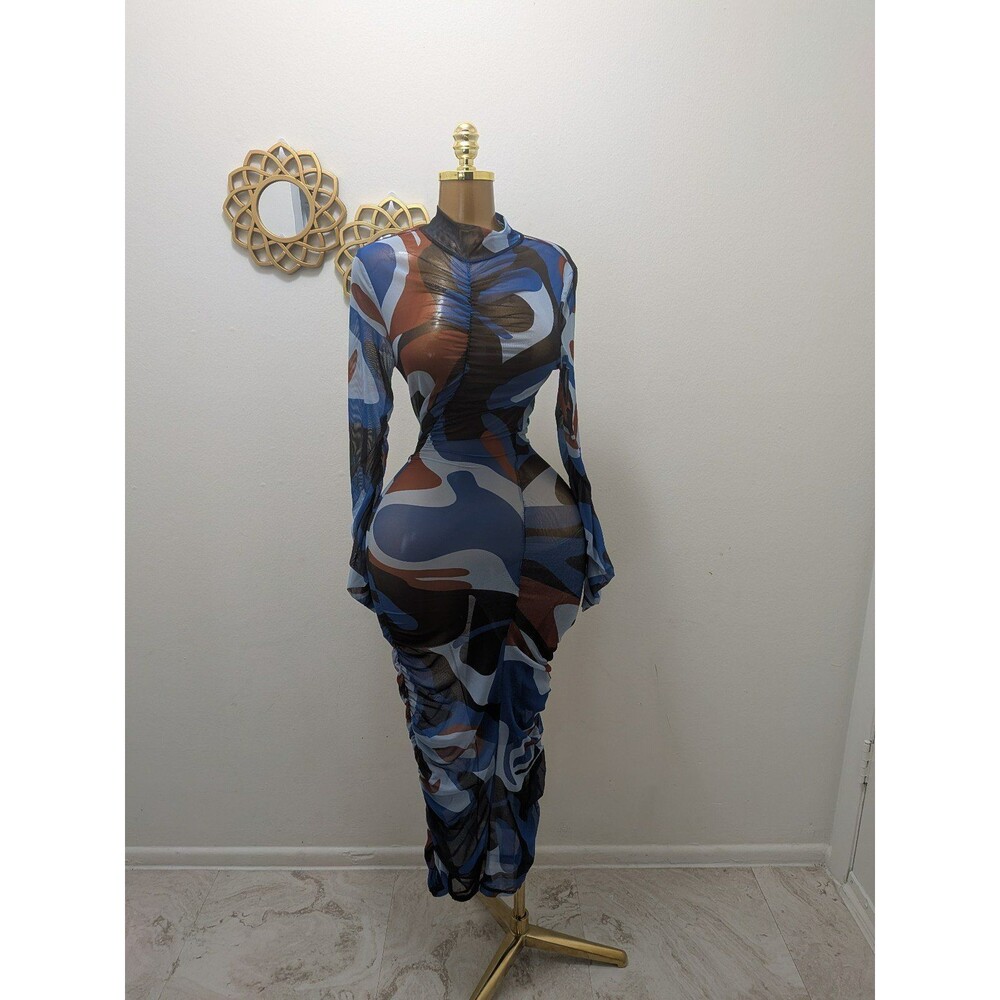 Monica Ahanonu x Target Black History Month Mesh Maxi Dress Blue Multi XL